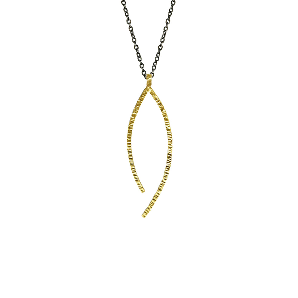 Diamond Pave Wishbone Pendant Necklace 14K Yellow Gold (0.03ct) - AZ21562