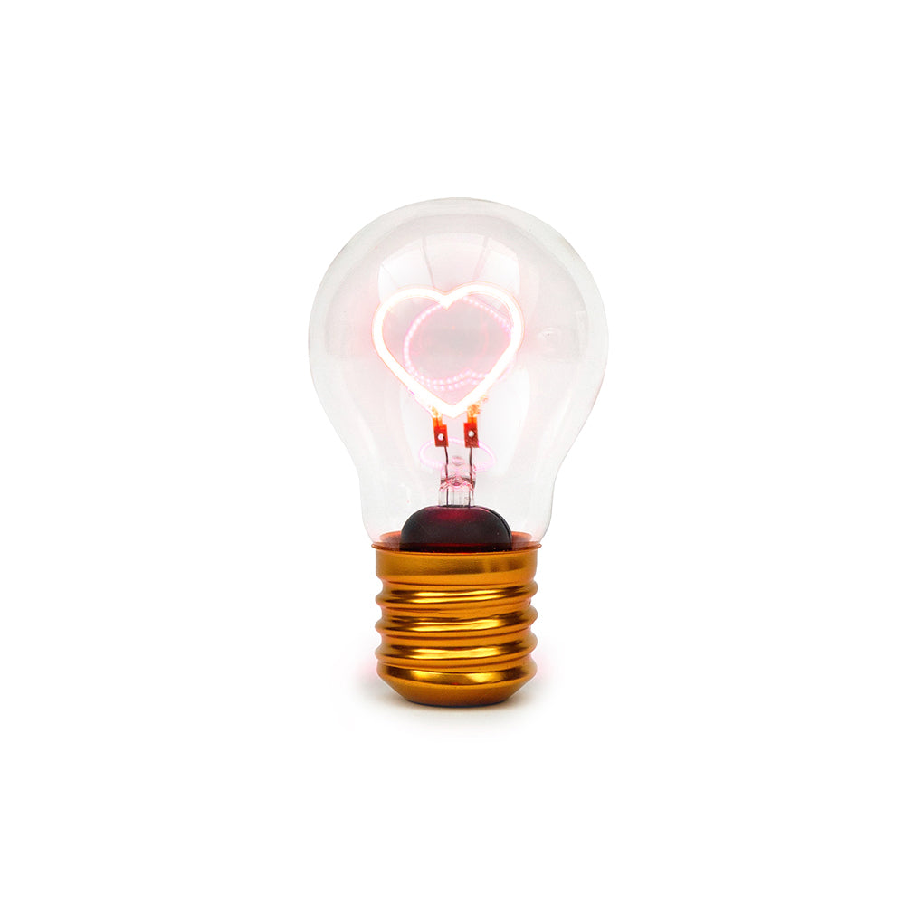 Cordless Heart Lightbulb by SUCK UK, with heart-shaped LED filament.