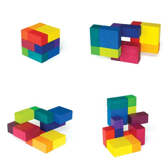 Playable Art Cubes displayed in four different configurations. 
