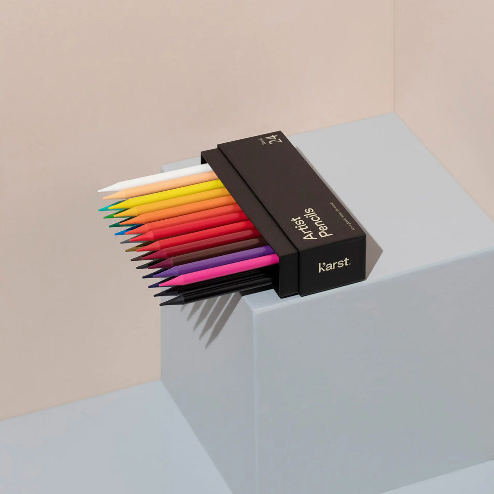 Open box set of artist pencils.