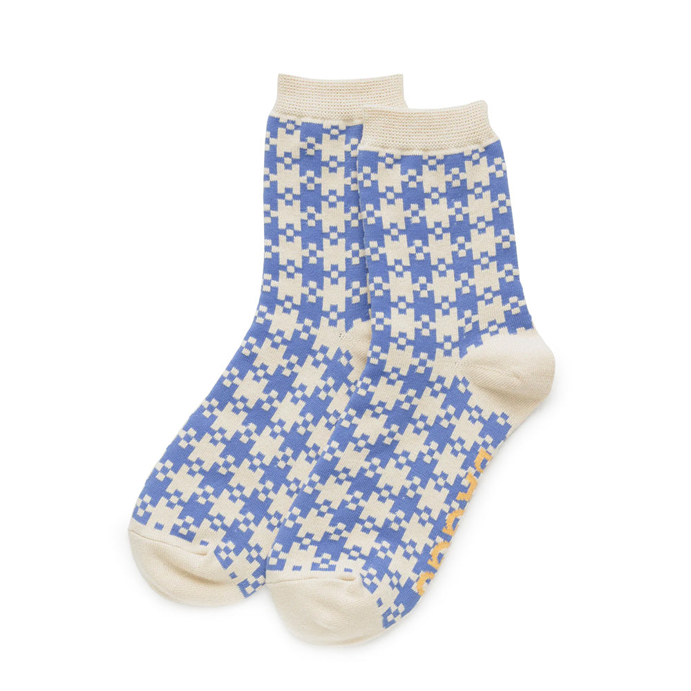 Baggu Socks in Blue Pixel Gingham.