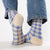 Baggu Socks in Blue Pixel Gingham.