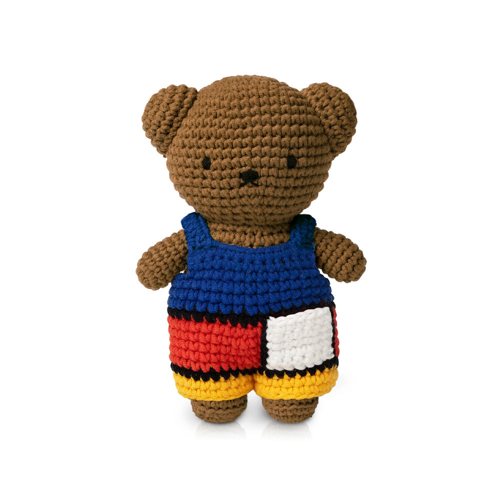 Front view Boris in Mondrian inspired outfit.