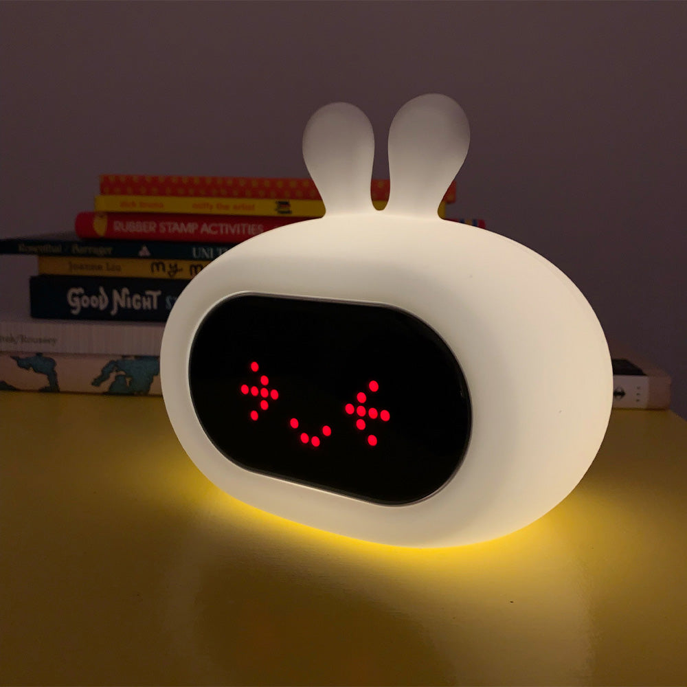 Bunny Alarm Clock squinting.