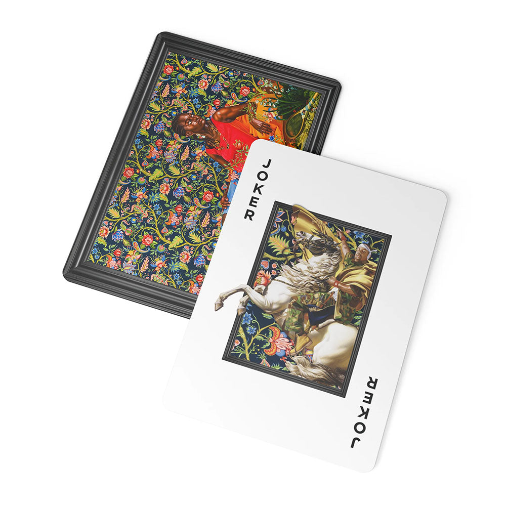 Hyacinth Deck of Cards by Kehinde Wiley joker and back of card.