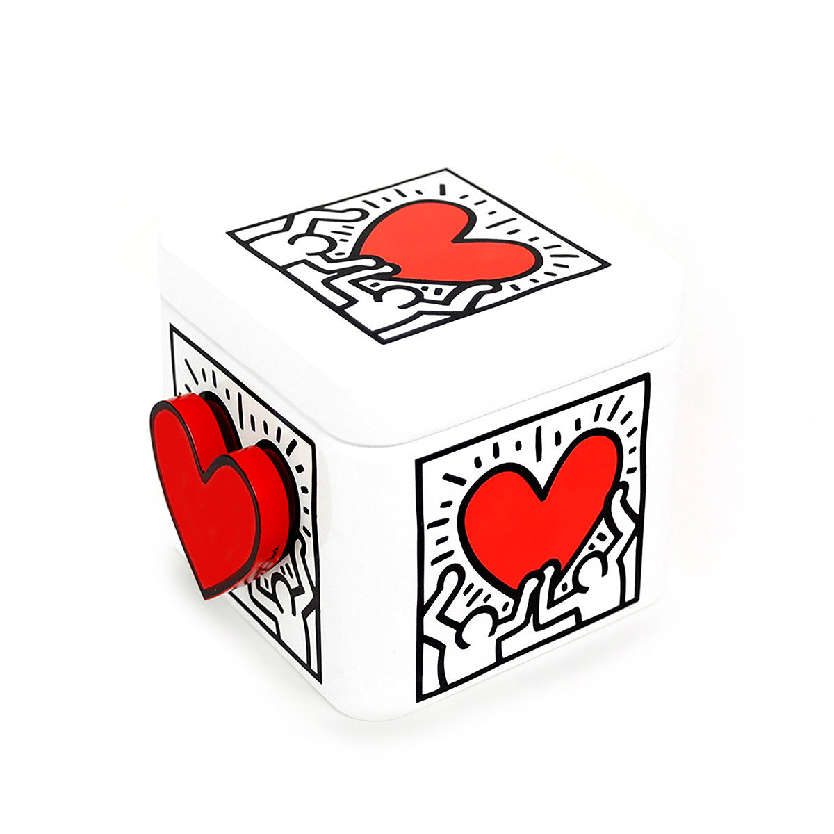 Photo of Keith Haring Lovebox on white background.