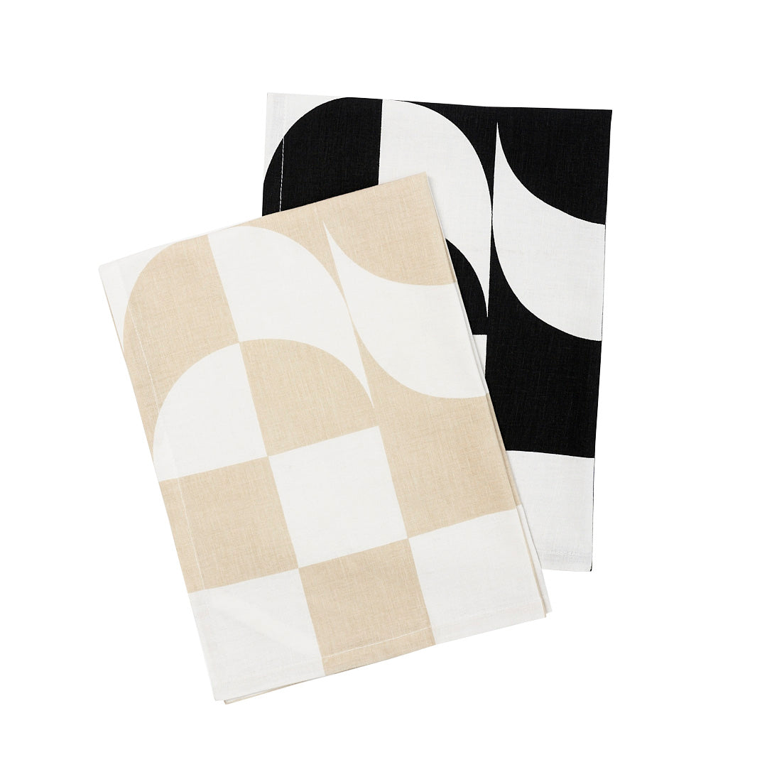 Multi Kaleido Tea Towels: Set of 2 by Areaware, folded.