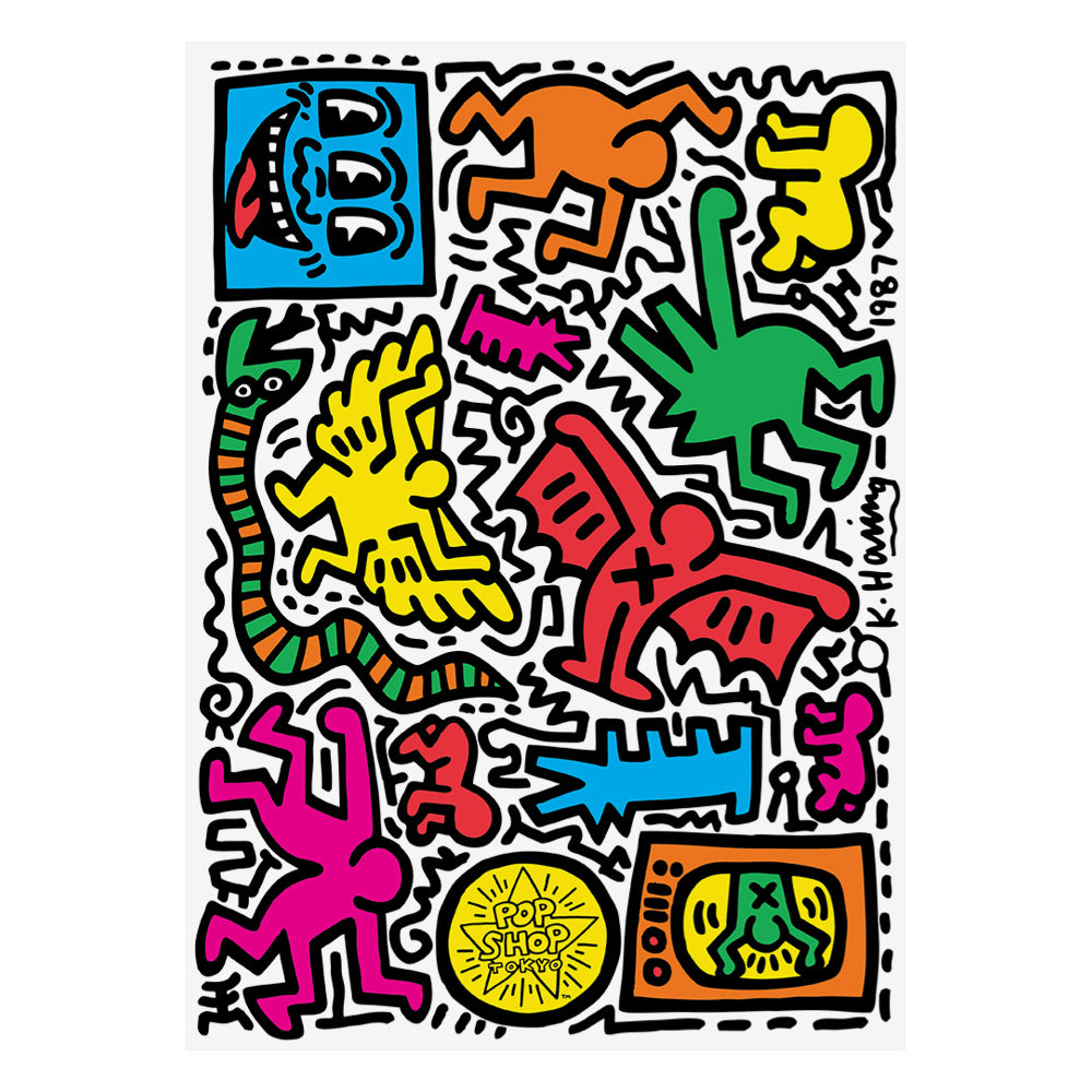 Sheet of Keith Haring's stickers.