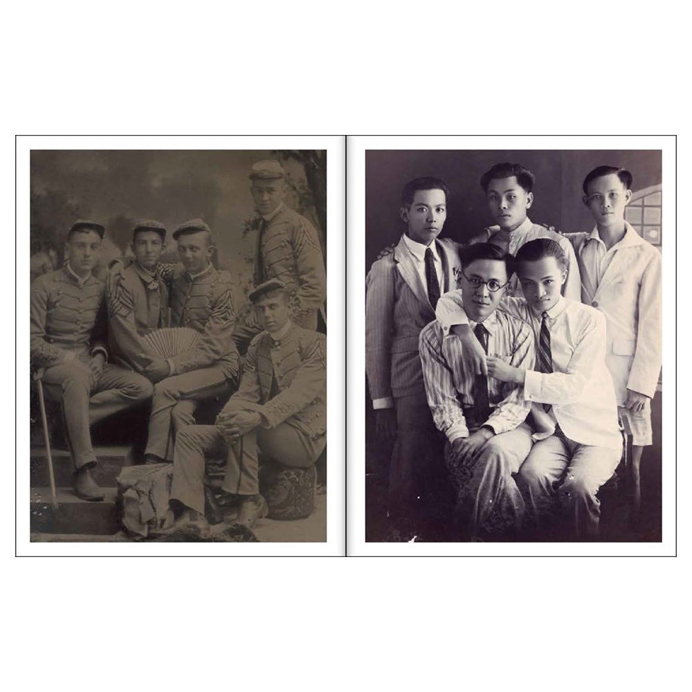 Two photographs of groups of men.