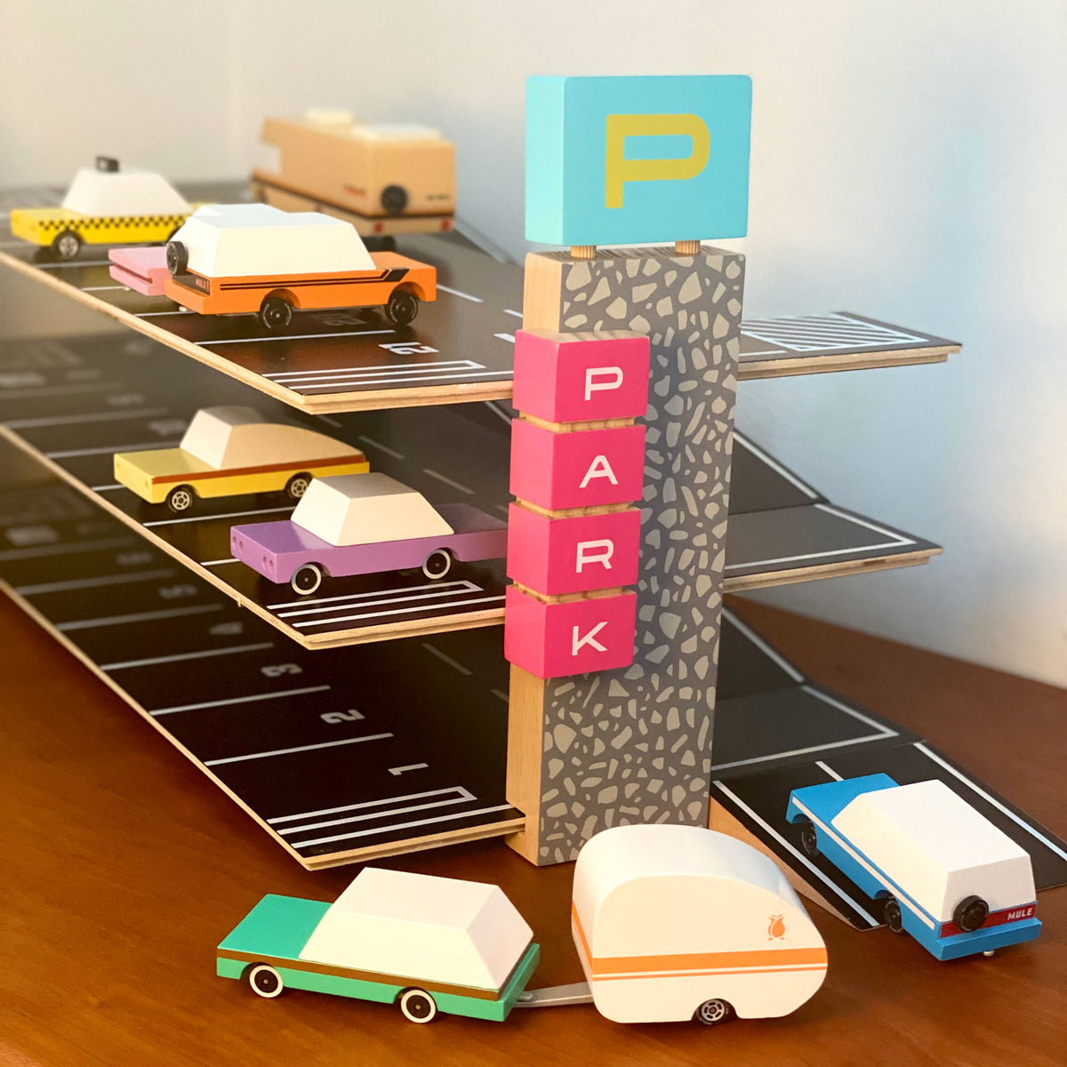 Magnetic Parking Garage by Candylab with an RV, taxi, camper, etc...