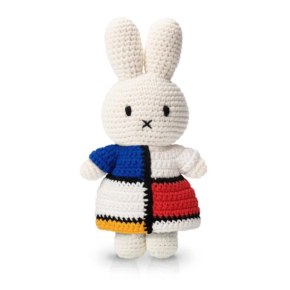 Front view Miffy in Mondrian inspired outfit.