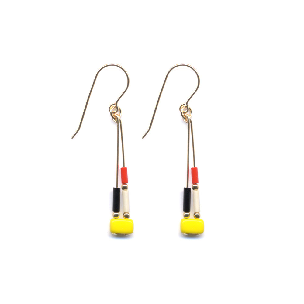 The Mondrian Earrings on display.