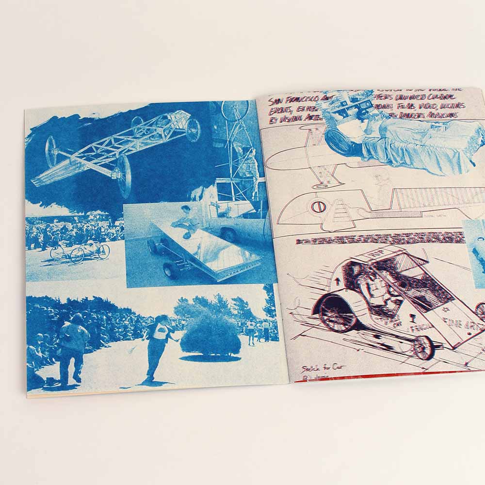 Soapbox Derby archive photos, red and blue lithograph by Tiny Splendor Press.