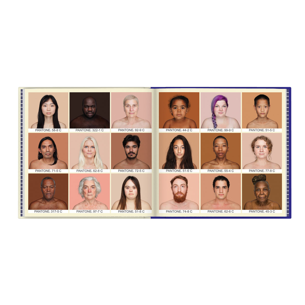 A photo grid spread featuring several portraits from The Colors We Share.