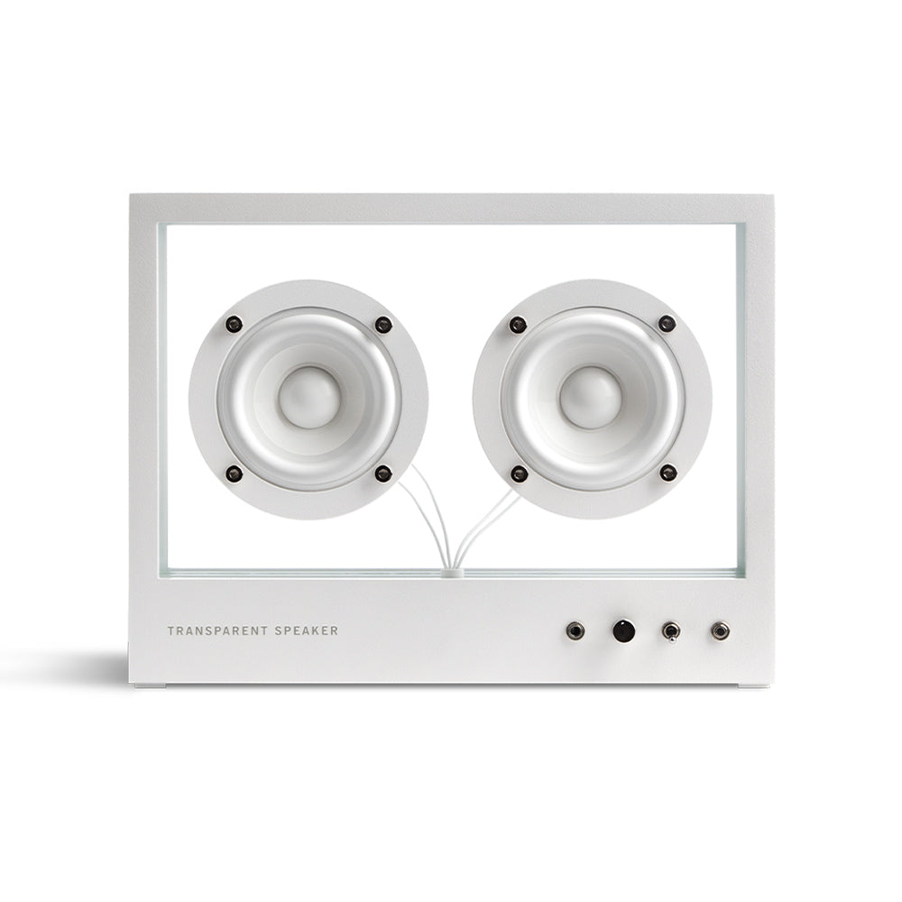 Small Transparent Speaker: White front view.