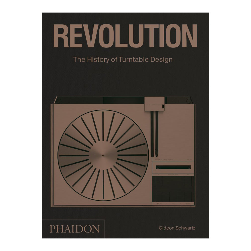 Cover of &#39;Revolution: The History of Turntable Design.&#39; Text and full color illustration.