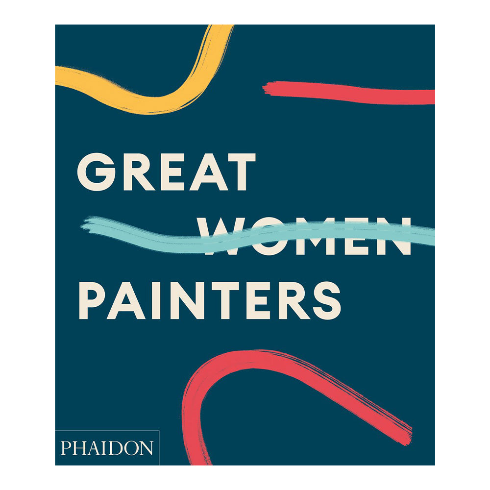 Cover of Great Women Painters, solid navy background with four small brushstroke reproductions.