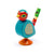 Animambo Bird Whistle. Teal bird with red face, yellow beak, and orange cone as feet.