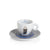 Set of 6 espresso cups and saucers with packaging.