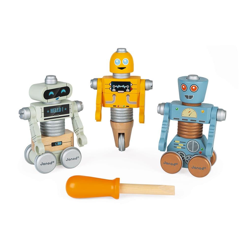 DIY Robots for Kids displayed with wooden screwdriver.