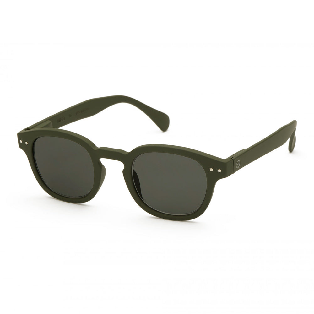Front view sunglasses with folded arms.
