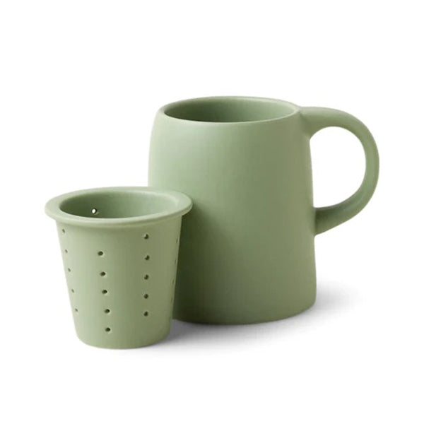 Ceramic mug with tea infuser.