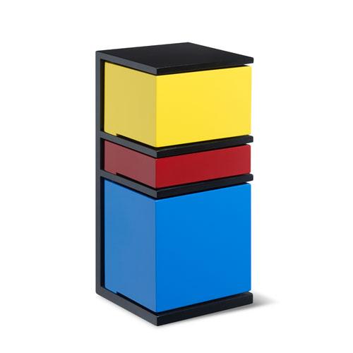 De Stijl Storage Tower angled front view.