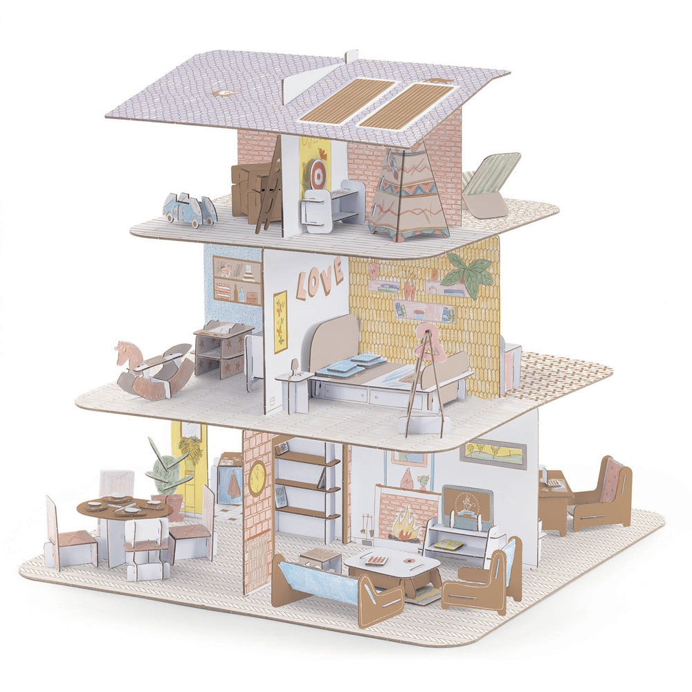 Assembled doll house with color.