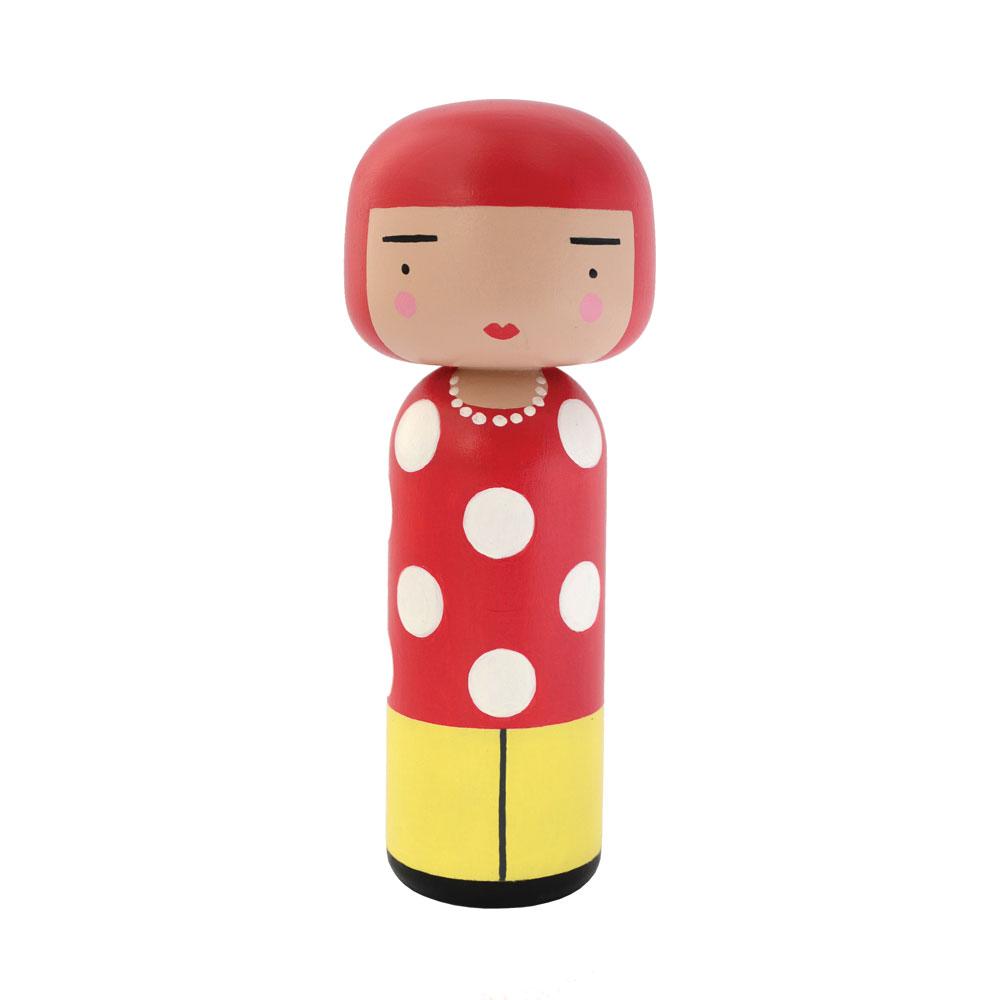 Dot Kokeshi Doll front view.