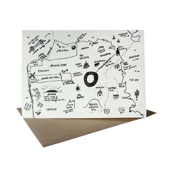 People I've Loved: San Francisco Map Card displayed on its envelope.