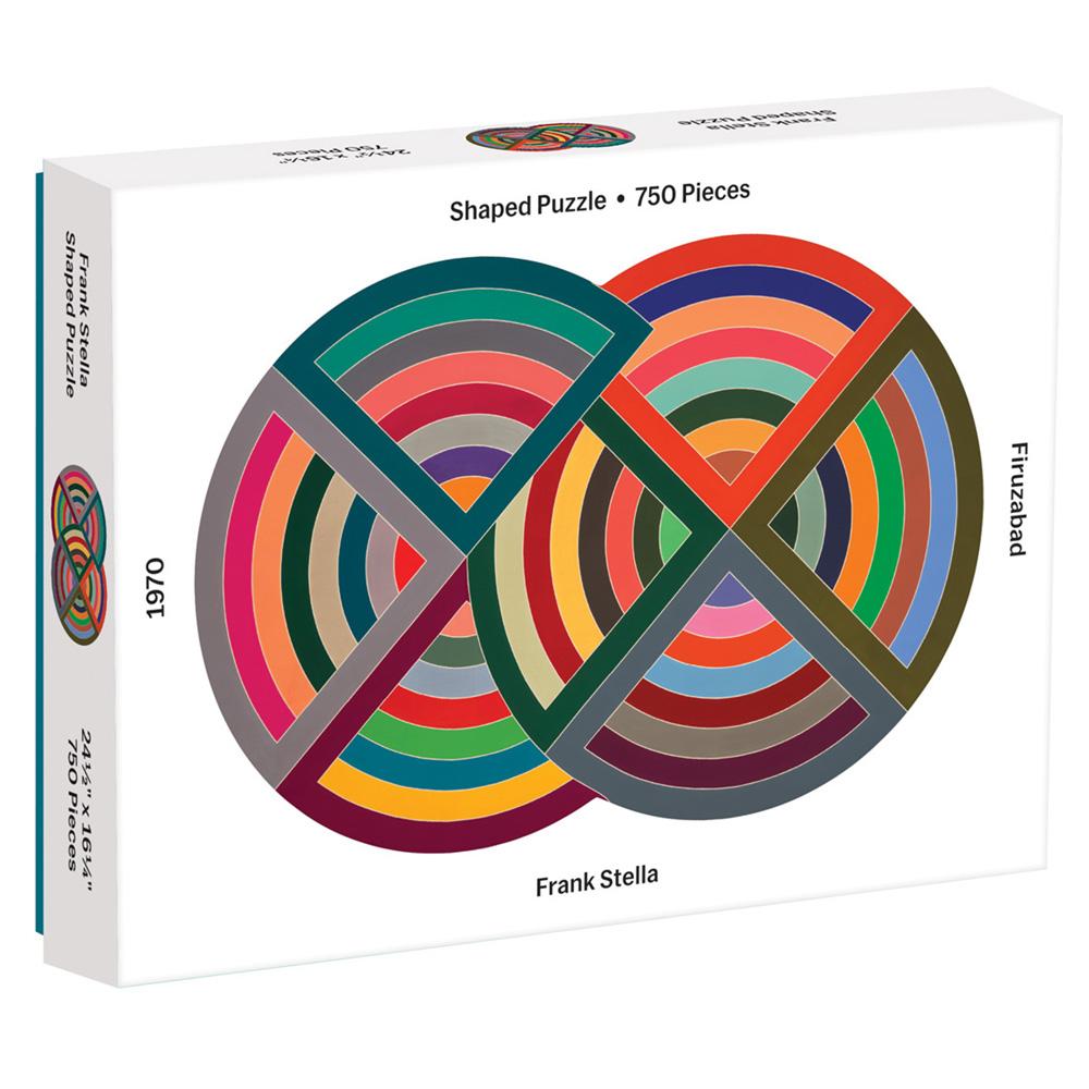 Frank Stella 750-Piece Shaped Jigsaw Puzzle&#39;s packaging.