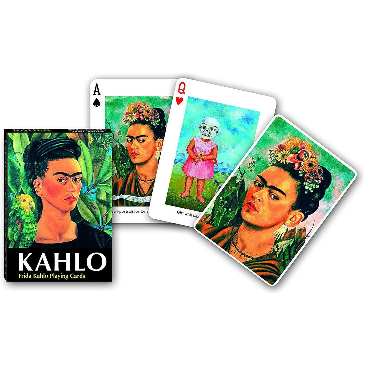 The Frida Kahlo Playing Cards displayed with box.