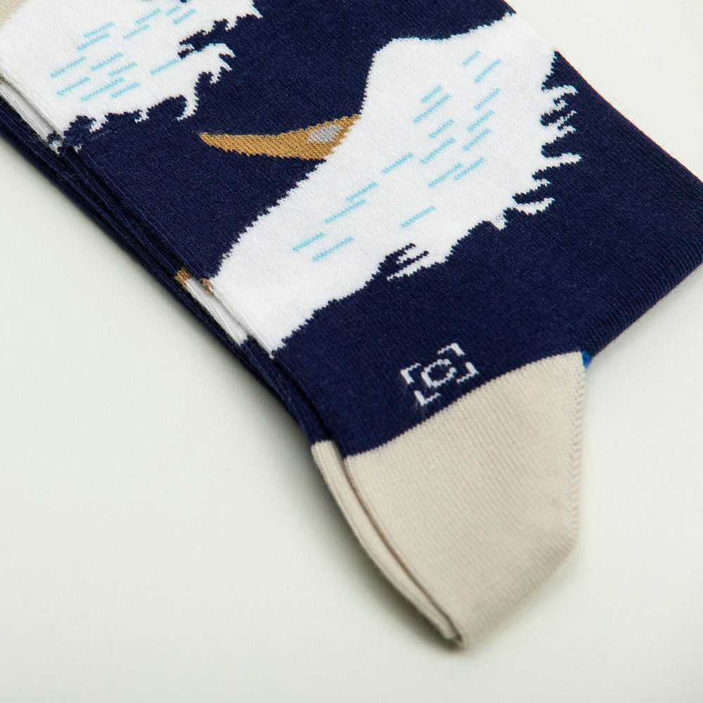 Close up of the artwork featured on the Hokusai Socks.