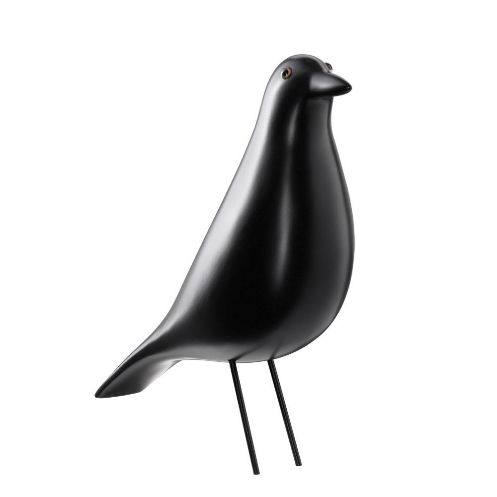 An angled front view of the Eames House Bird: Black.
