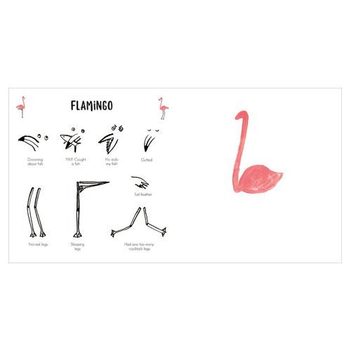 How to Draw Animals for the Artistically Anxious&#39; &quot;Flamingo&quot; illustrated page.
