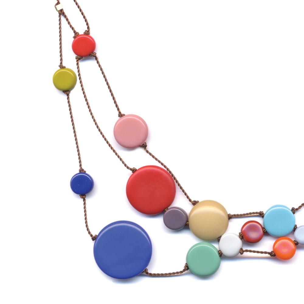 I. Ronni Kappos: Discs Bib Necklace on display.