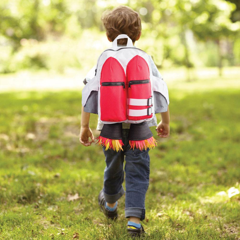The Jetpack Backpack worn by a child outdoors.