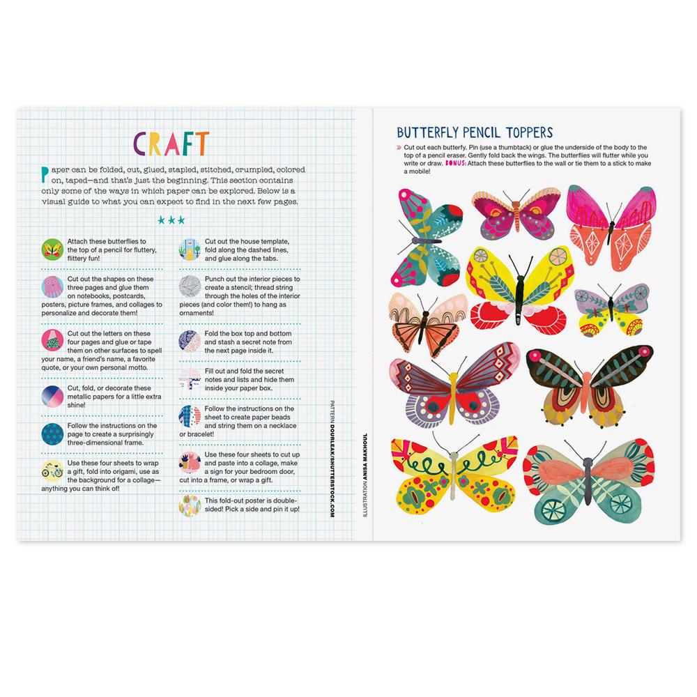 Butterfly craft section from The Kids&#39; Book of Paper Love.