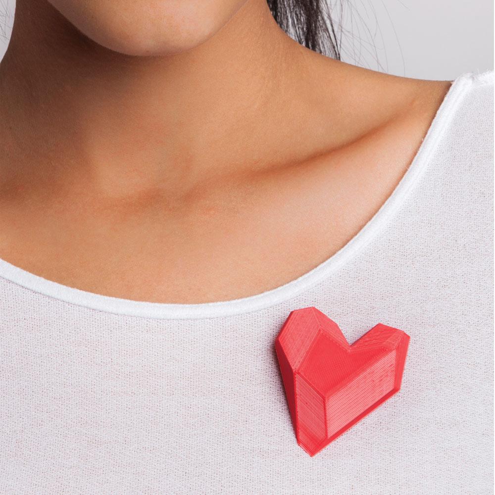 The Maison 203: Faceted Heart Brooch displayed.