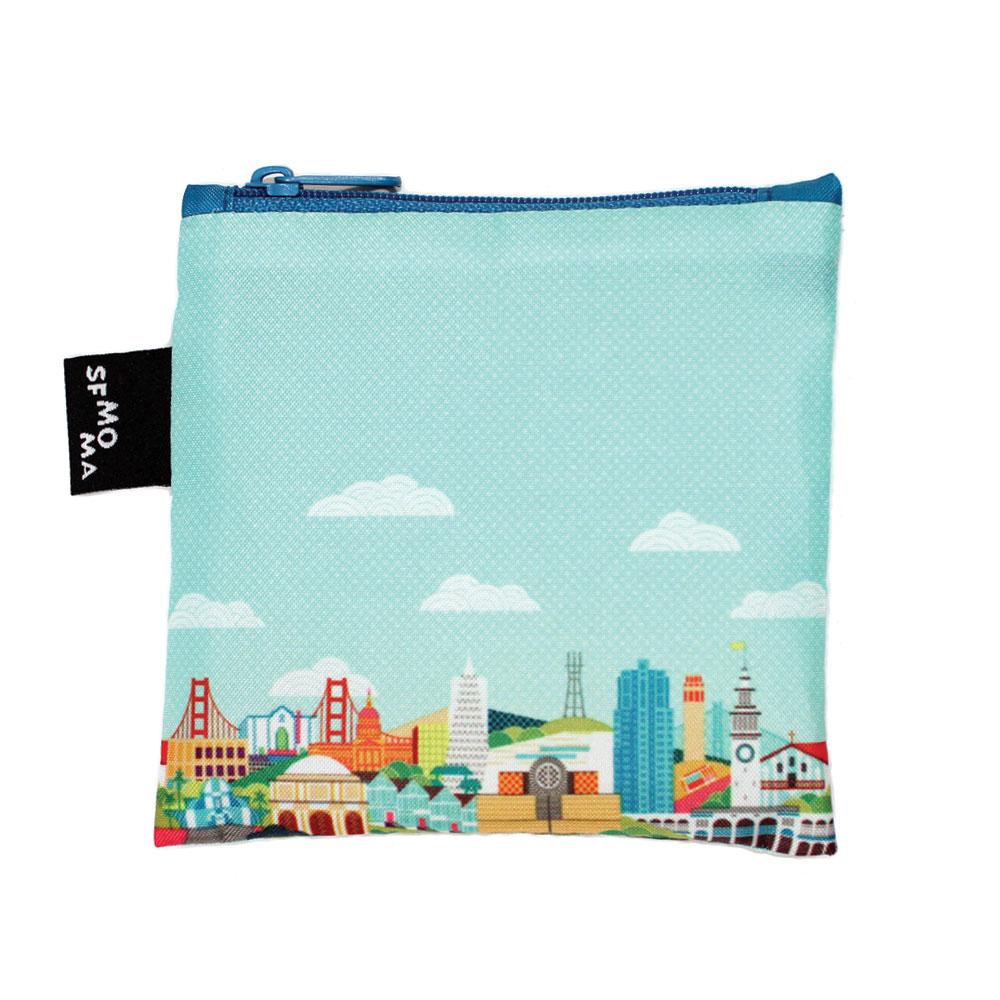 The SFMOMA x Andrew Holder Cityscape Foldable Bag&#39;s separate outer pouch.