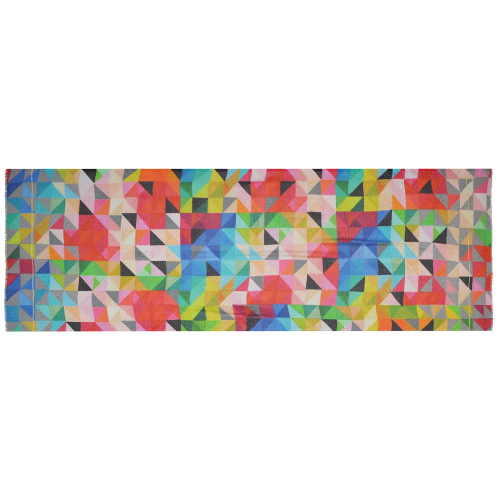 The Geo Matrix Scarf tied in a loop and displayed.