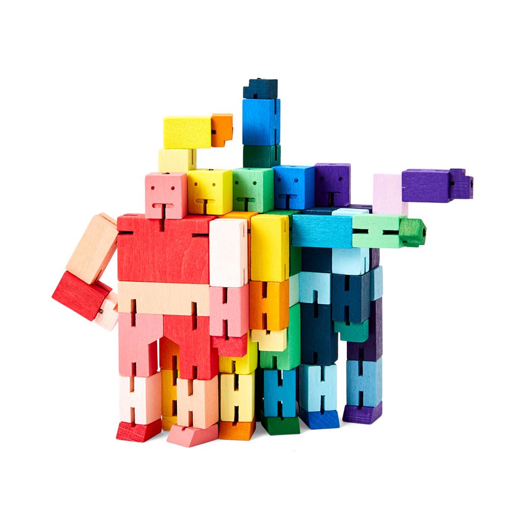Various Micro Cubebots of different colors displayed together.