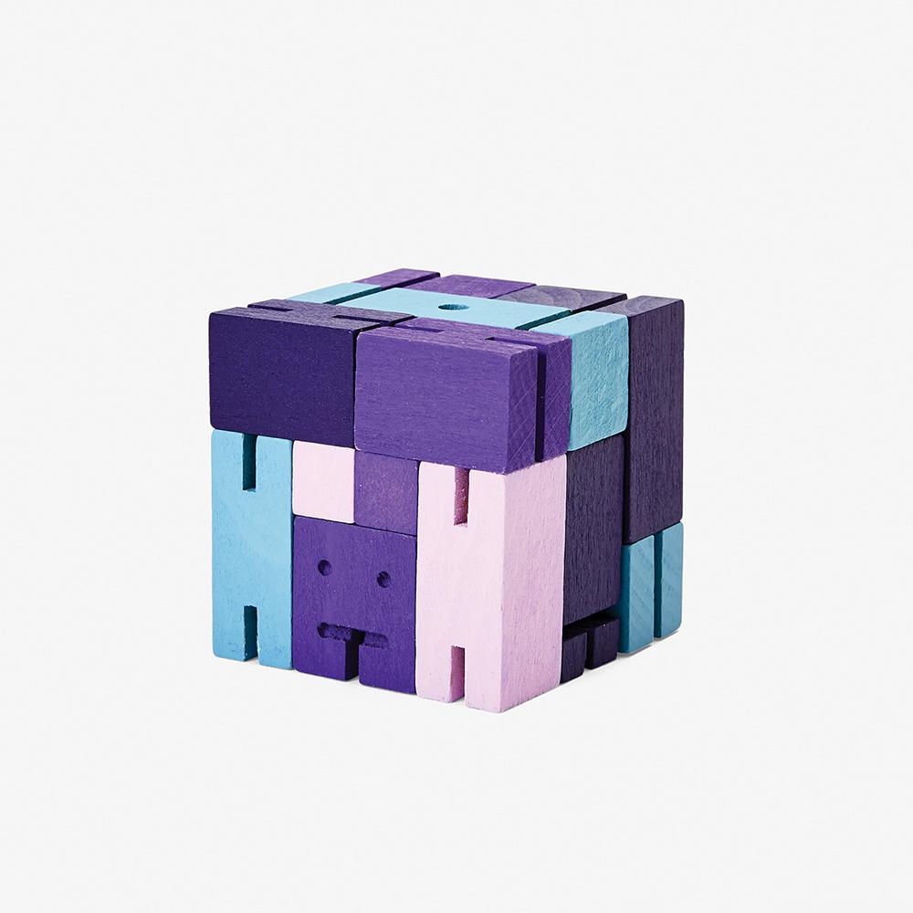 The Micro Cubebot: Purple in cube form.