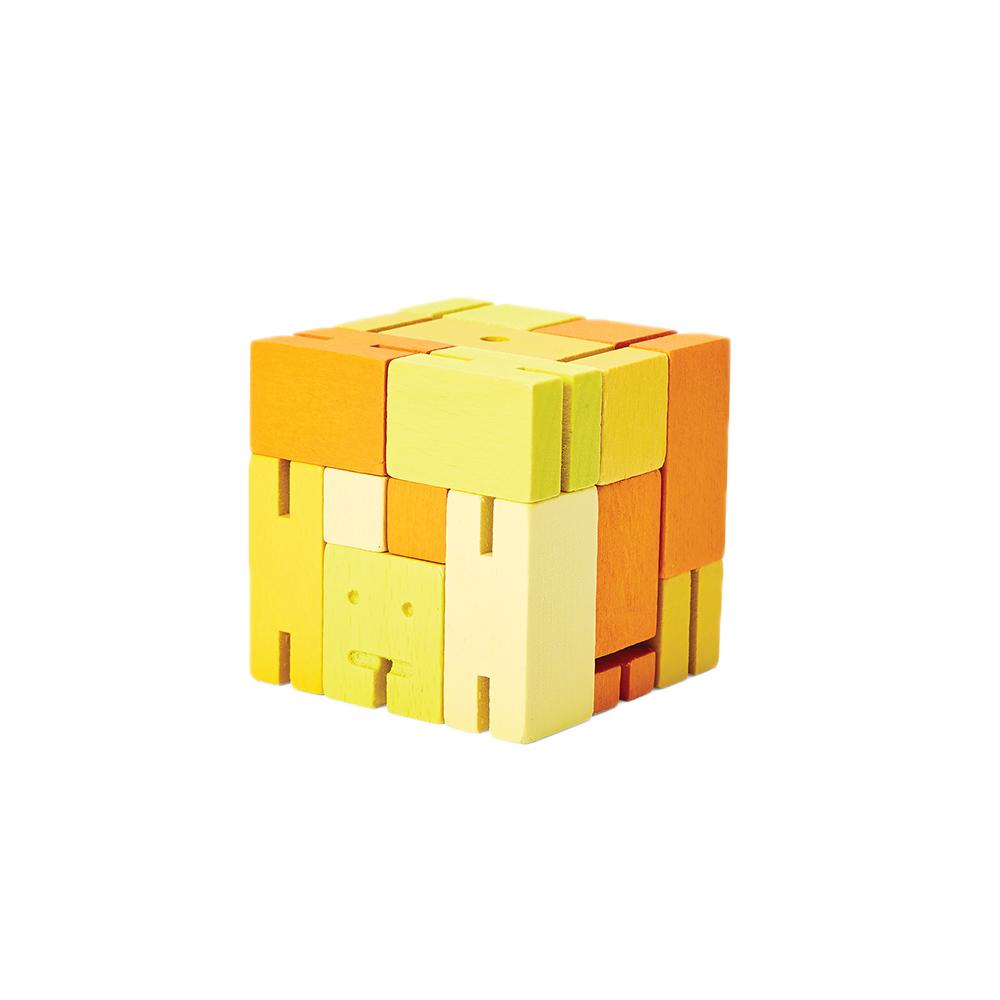 The Micro Cubebot: Yellow in cube form.