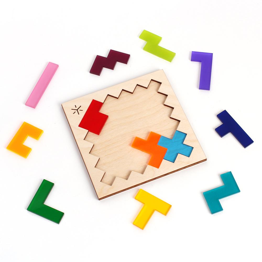 Square Pentomino Puzzle: Rainbow's packaging up close.