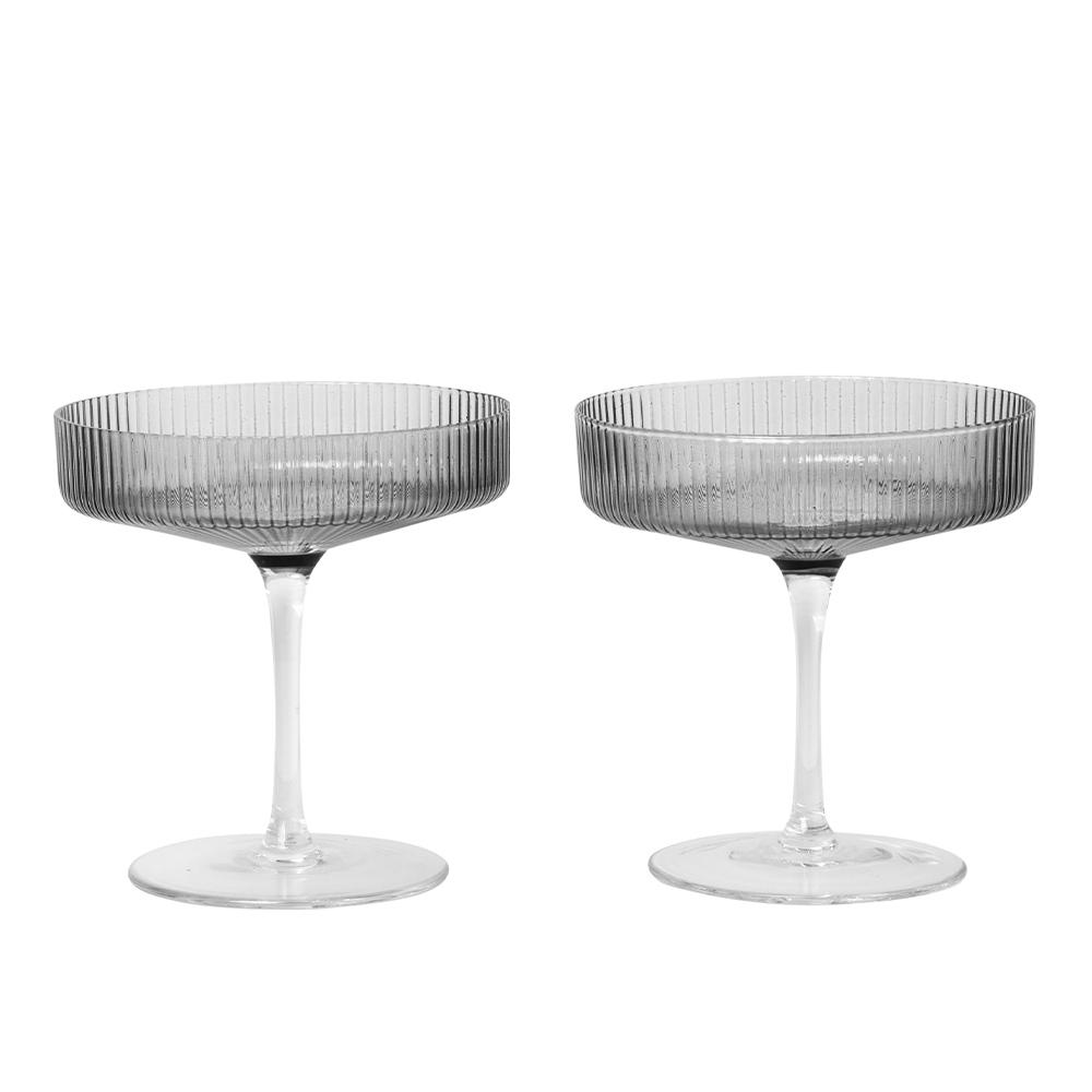The Ripple Champagne Smoke Glasses: Set of 2 on display.