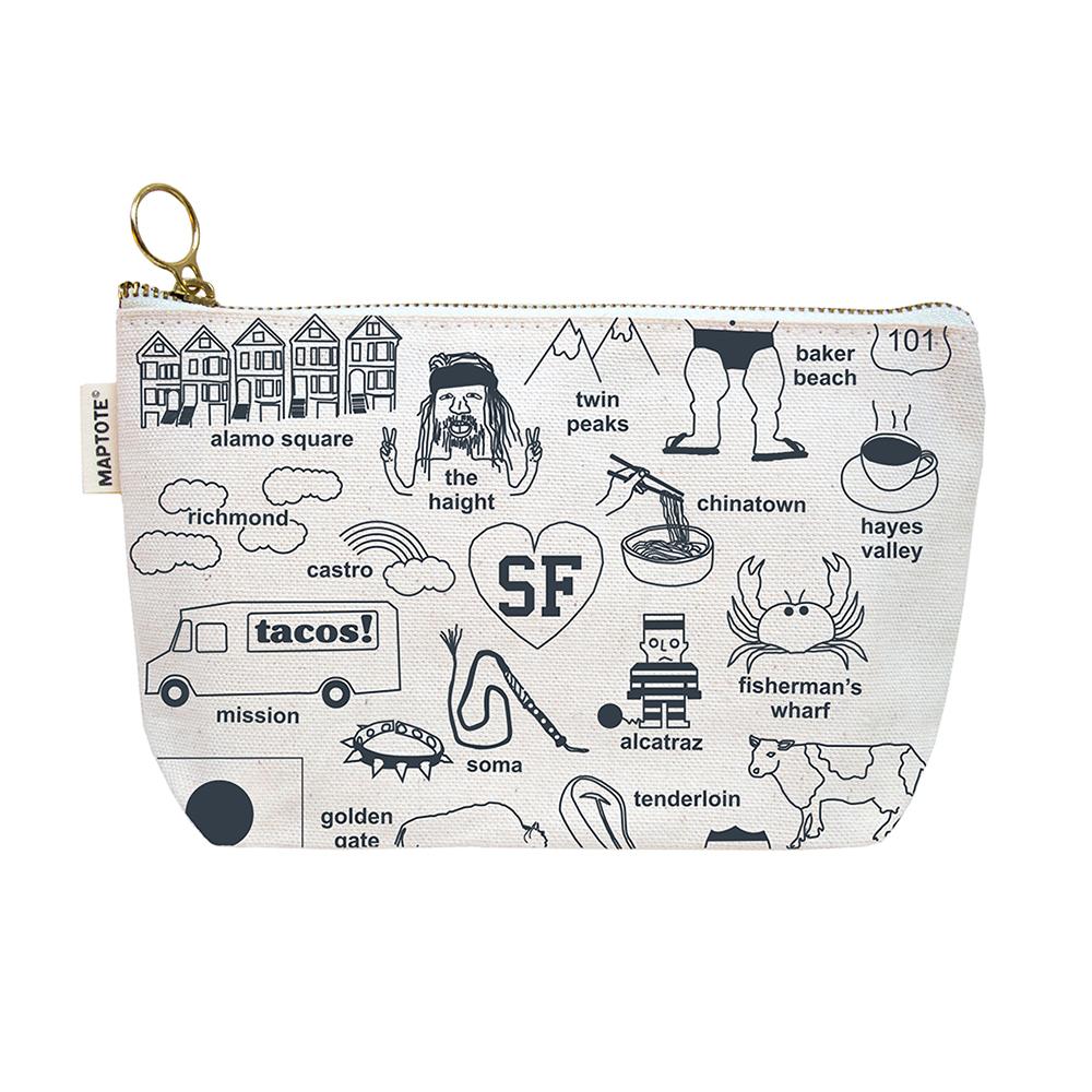 The alternate side of the SF Zip Pouch: Natural on display.
