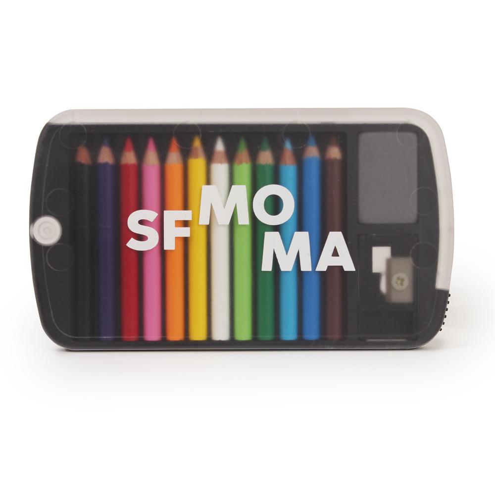 The SFMOMA Mini Pencil Set&#39;s packaging.