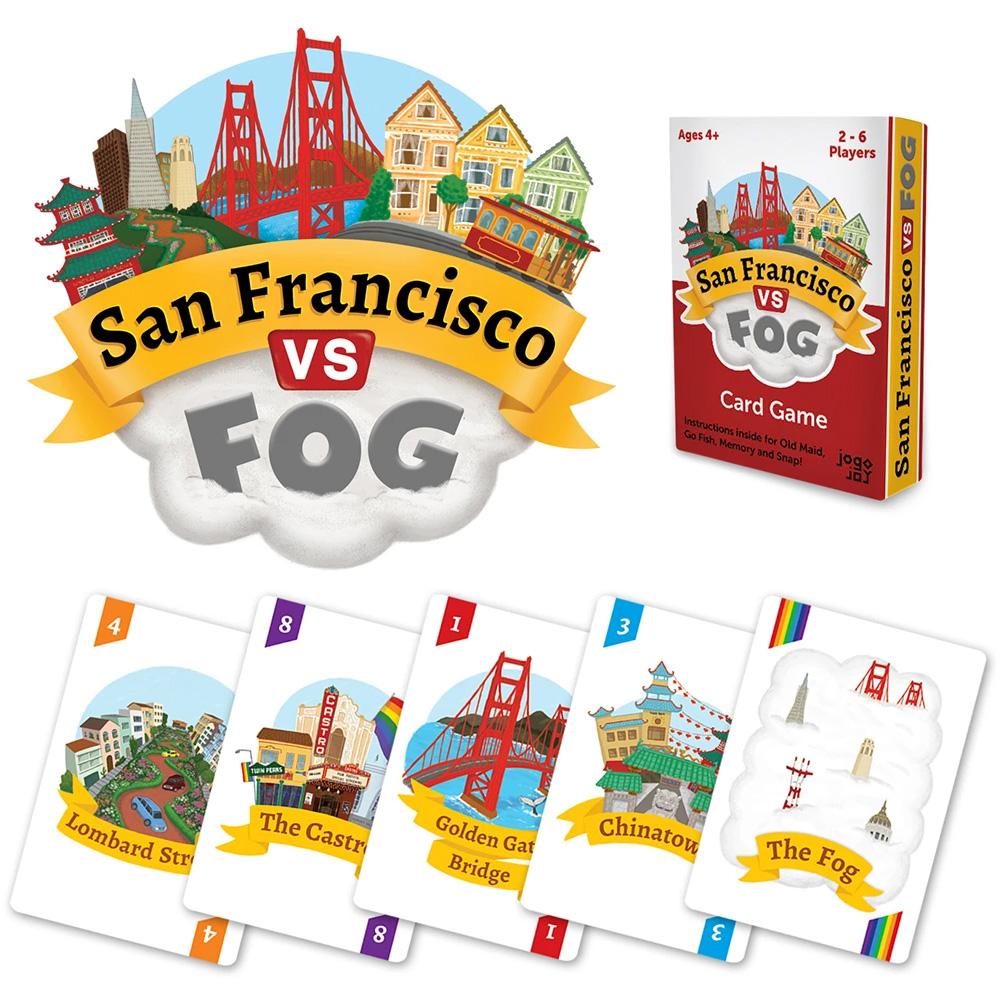 San Francisco vs Fog Game&#39;s card displayed in front of its packaging.