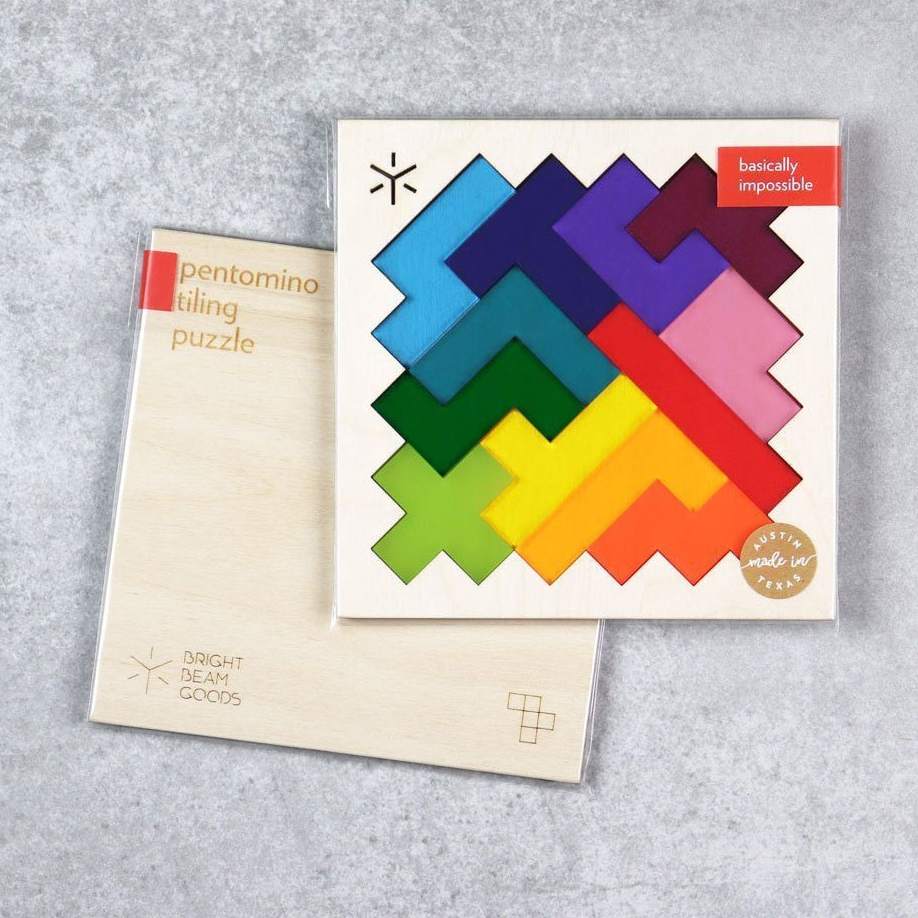 Two Square Pentomino Puzzle: Rainbows displayed together, showing the front and back of their packaging.